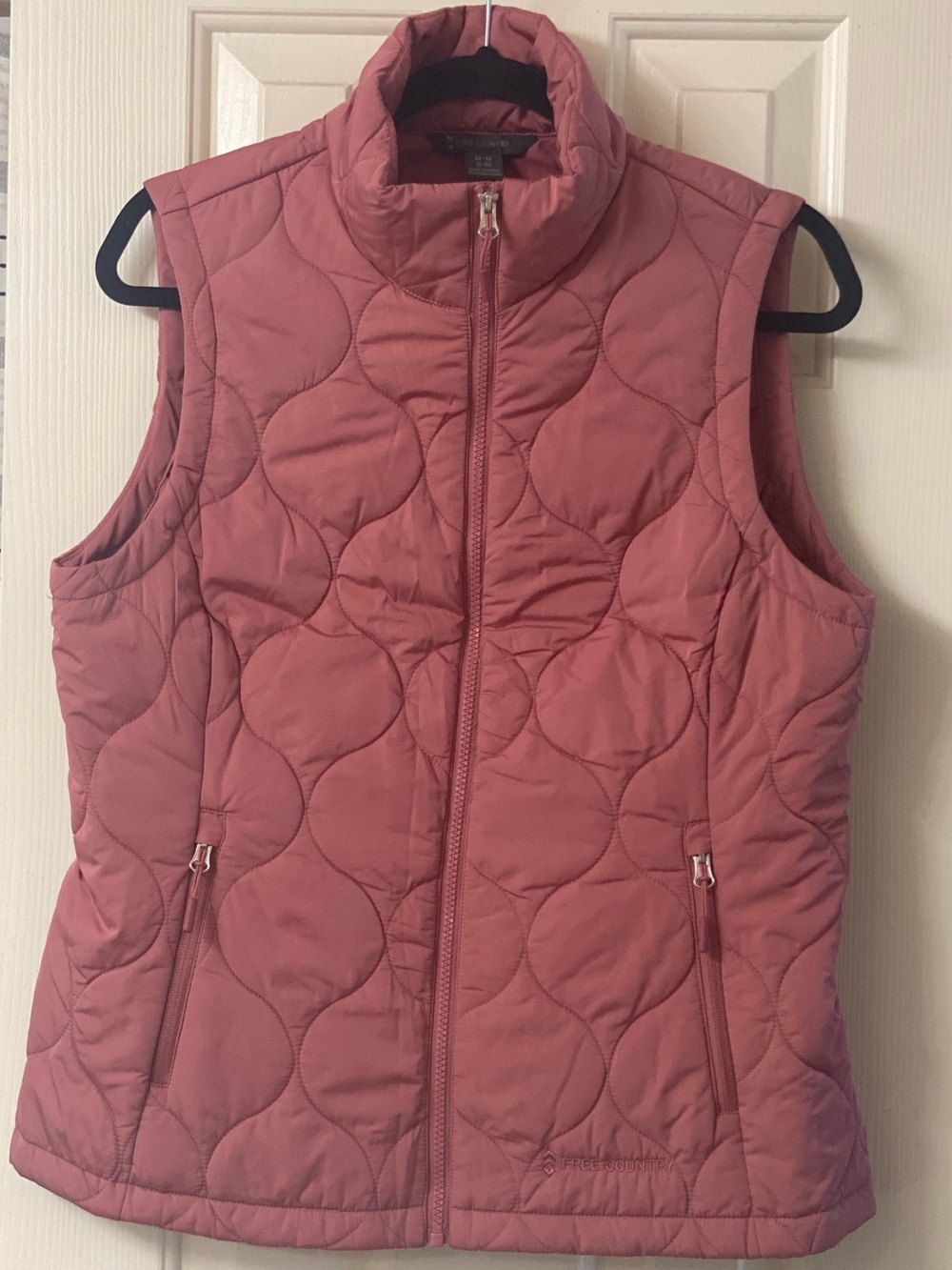 Free Country Quilted Rose Dust Pink Women's Zip Up Sleeveless Vest Size Medium